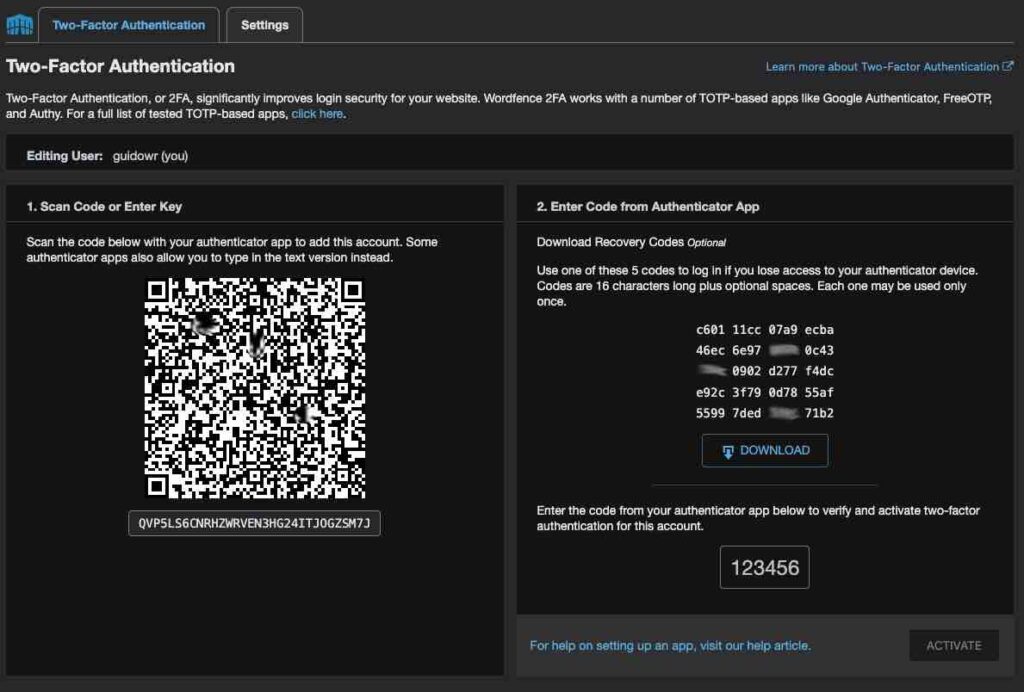 Wordfence-2fa